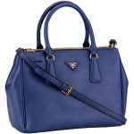 Prada Medium Saffiano Lux Top Handle Dark Blue