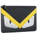Fendi Bag Bugs Black And Grey Leather Flat Pouch 18927339
