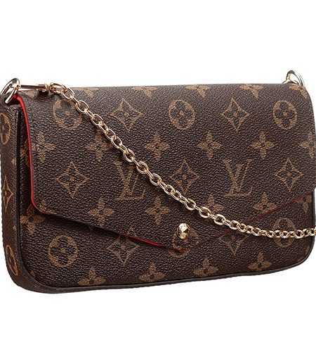 Louis Vuitton Monogram Felicie Chain Wallet Red 18926650
