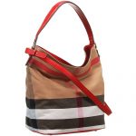 Burberry Ashby Canvas Check And Red Leather Bag 18927426