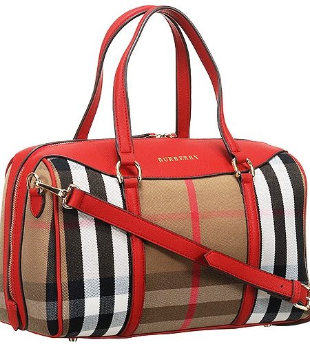 Burberry Haymarket House Check Bowling Bag Red 18927423