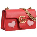 Gucci GG Marmont Chain Shoulder Strap Red And Pink Hearts Bag 18927195