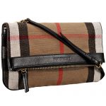 Burberry Canvas Check Foldover Crossbody Bag Black  608277