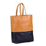 Celine Cabas Gusset Beige Black Leather Tote