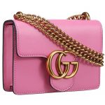 Gucci GG Marmont Pink Leather Small Shoulder Bag 18927117