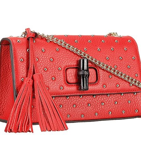 Gucci Miss Bamboo Studded Bag Red