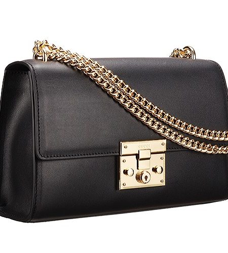 Gucci Padlock Leather Shoulder Bag Black