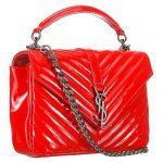 Saint Laurent College Monogram Patent Leather Medium Red Bag 18927014
