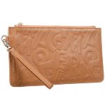Salvatore Ferragamo Embossed Tan Leather Wristlet 18927374