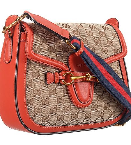 Gucci Lady Web GG Canvas And Orange Leather Medium Bag  18926782