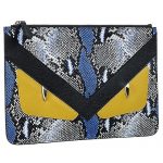 Fendi Bag Bugs Blue Python And Yellow Leather Flat Pouch 18927338
