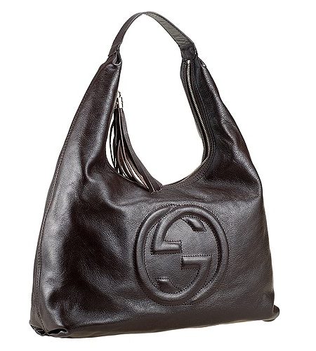 Gucci Soho Large Hobo with Embossed Interlocking G Dark Brown