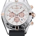 Breitling Chronomat Rose-Gold Highlight Ribbed Black Rubber Strap White Dial