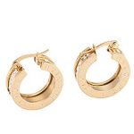 Bvlgari Replica Engraved Crystal Stud Center Yellow Gold Hoops
