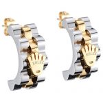 Rolex Replica Crown Logo Two Tone Gold Plated Earrings  700772