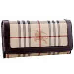 Burberry Haymarket Check Large Wallet Dark Brown