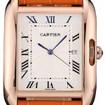 Cartier Tank Anglaise 36mm White Dial Gold Case Orange Leather Bracelet