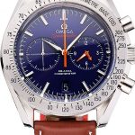 Omega Speedmaster Blue Dial Stainless Steel Case Brown Leather Strap  622807