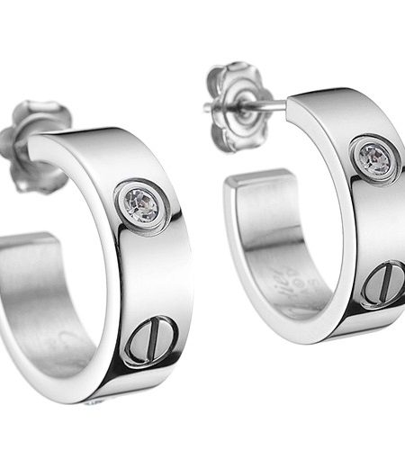 Cartier Love Diamonds Silver Earrings  700708