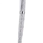 Christian Dior Silver Rimmed Silver Pattern White Ballpoint Pen  622734