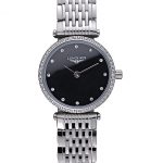 Longines La Grande Classique Stainless Steel Black Dial Diamond Bezel Femme  622108