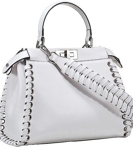 Fendi Peekaboo Whipstitch White Leather Bag 18927311