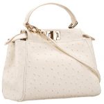 Fendi Peekaboo Mini Ostrich Leather White Bag
