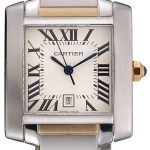 Swiss Cartier Tank Francaise Steel Case White Dial Roman Numerals Two Tone Bracelet  622648