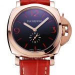 Panerai Radiomir Black Dial Rose Gold Case Red Leather Strap 1453806