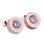 Bvlgari Replica Crystal Embellished Engraved Rose Gold Plated Studs