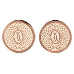 Cartier Replica Cutwork Logo Engraved Round Rose Gold Plated Cufflinks