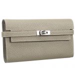 Hermes Kelly Long Wallet Grey 608073