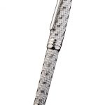 MontBlanc Basket Weave Pattern Silver Ballpoint Pen With Bvlgari Engraved Cap