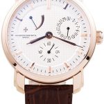 Vacheron Constantin Malte Power Reserve White Dial Rose Gold Case Brown Leather Bracelet