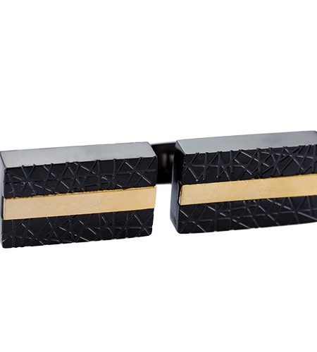 Cartier Engraved Business Black Cufflinks 700755