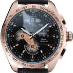 Tag Heuer Carrera Rose Gold Bezel with Black Dial and Black Leather Strap  621538