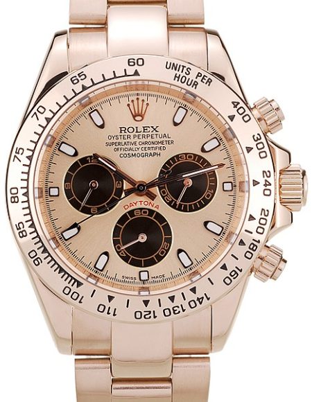 Rolex Daytona Rose Gold Plated Stainless Steel Bezel Rose Gold Dial
