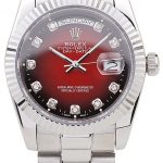 Rolex Day-Date Polished Stainless Steel Two Tone Red Dial