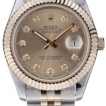 Rolex DateJust Gold Stainless Steel Ribbed Bezel Goldish Dial 41978