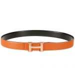 Hermes Orange With Pink Rose "H" Buckle Closure Belt