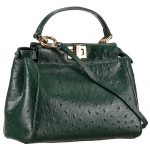 Fendi Peekaboo Mini Ostrich Leather Green Bag