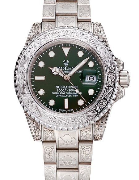 Rolex Submariner Skull Limited Edition Green Dial White Case And Bracelet 1454080