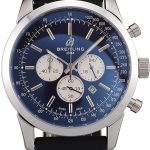 Breitling Transocean Black Dial Black Rubber Strap Polished Stainless Steel Bezel