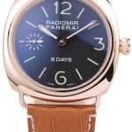 Panerai Radiomir Rose Gold Case Black Dial Brown Leather Strap 98136
