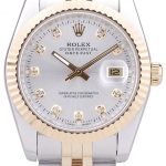 Rolex Datejust Silver Dial Diamonds Ribbed Bezel 7454
