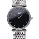 Longines La Grande Classique Stainless Steel Black Dial Diamond Bezel Homme  622107
