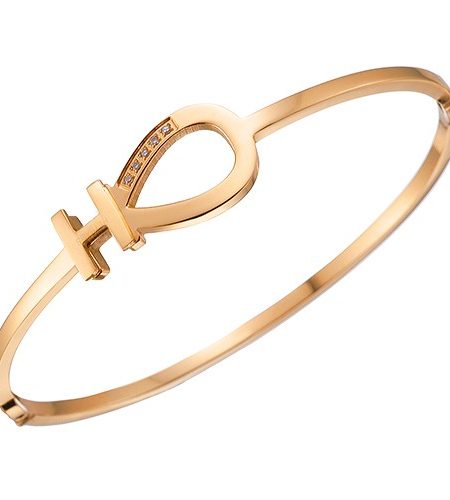 Hermes Diamond Encrusted Horseshoe Gold Bracelet 700614