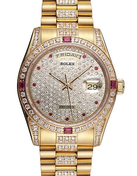 Swiss Rolex Day-Date Diamonds Yellow Gold-srl184  621614