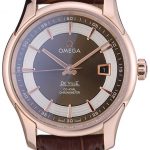 Omega Swiss DeVille Rose Gold Bezel Brown Leather Strap 7614