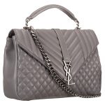 Saint Laurent Tri-Quilt Monogram College Large Shoulder Grey Bag 18927021